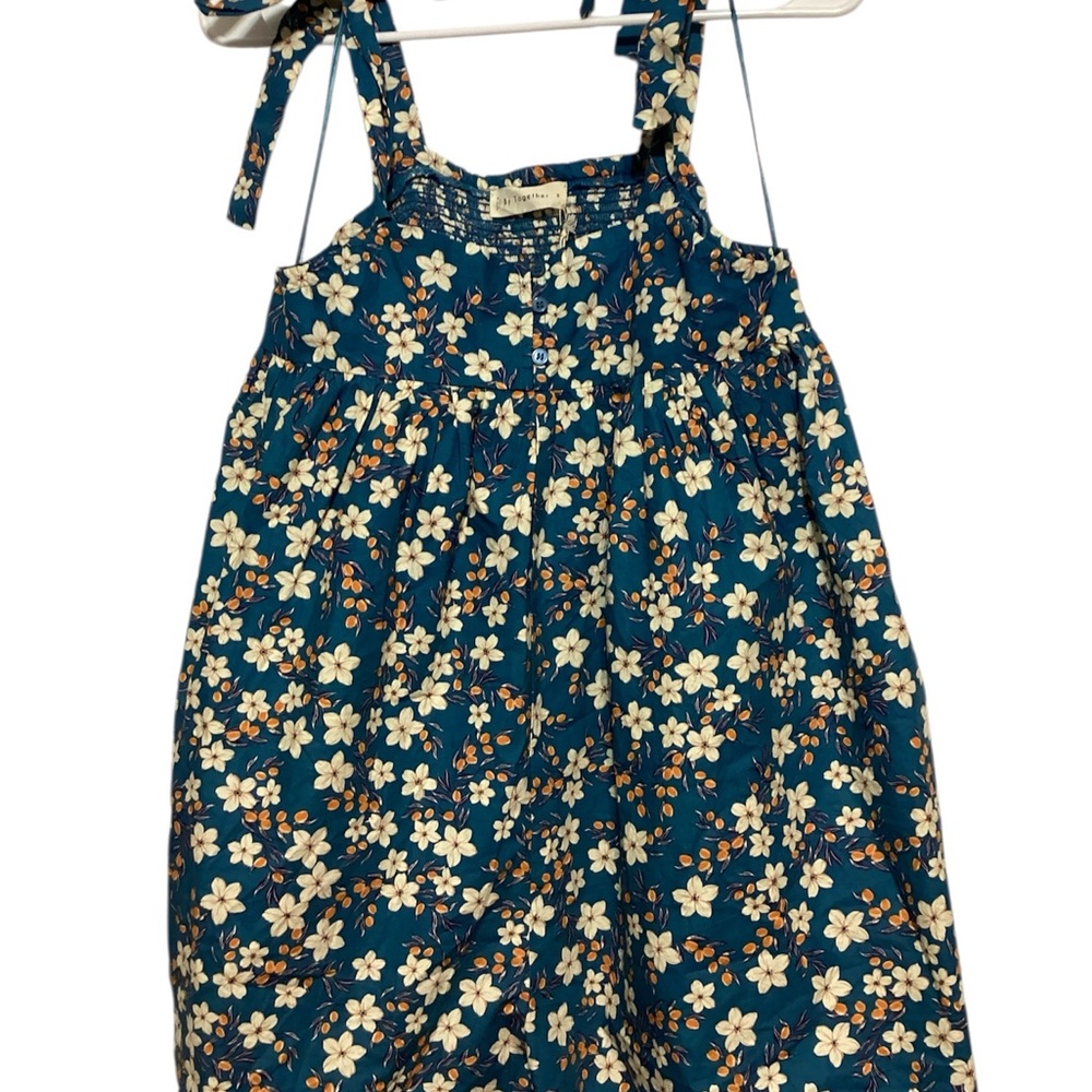 Floral Kids Jumpsuit in teal and White size small